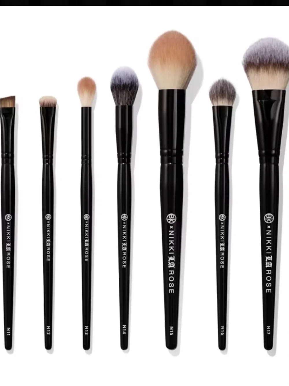 Nikki T. Rose Black Handle Makeup Brush Set – Assorted Bristle Colors